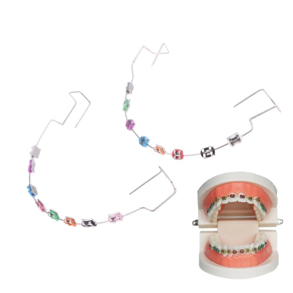 ASEGAID 1 cặp Trang trí răng tạm thời, với dây kim loại Trang trí nha khoa Dây buộc dây chằng chỉnh nha, Chất liệu nha khoa Chân đế giả Niềng răng đầy màu sắc Giá đỡ kim loại Răng