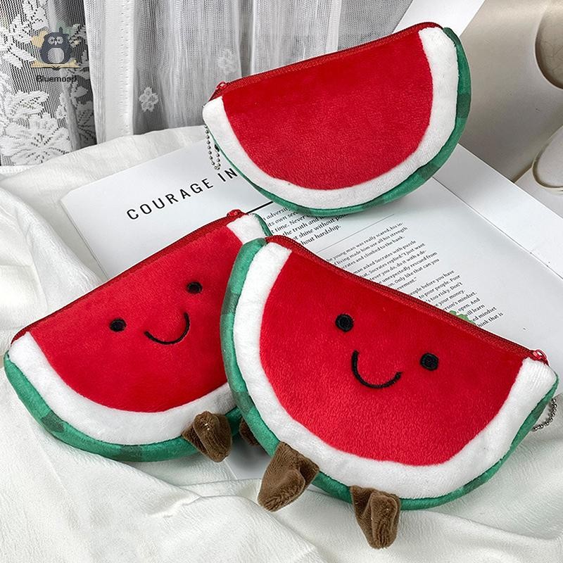 [Bluemood] Dễ Thương Sáng Tạo Mềm Mại Sang Trọng Dây Kéo Ví Đựng Tiền Xu Hoạt Hình Dưa Hấu Sundry Túi Sắp Xếp Tai Nghe Di Động Túi Bảo Quản Quà Tặng Mới
