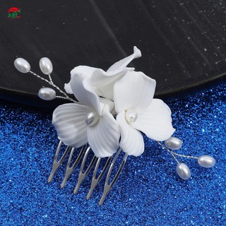 Trang Sức Tóc Lược Tóc Nữ Phong Cách Vintage Handmade Gốm Ngọc Trai Mũ