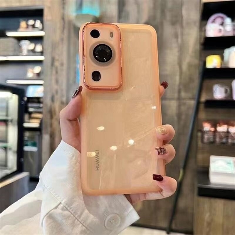 Dành Cho Huawei P60 P50 P30 P20 P40 Pro Matte Ốp Lưng Silicon Trong Suốt Bảo Vệ Ống Kính Máy Ảnh