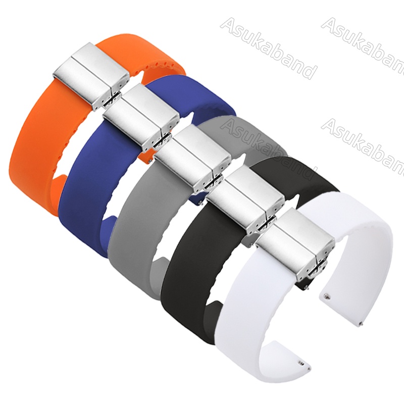 Vòng Tay Cao Su silicone Chống Nước Khóa Bướm 18mm 20mm 22mm 24mm Cho Nam Nữ