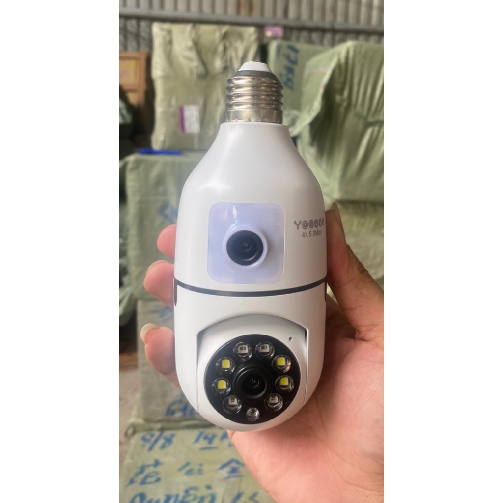 (Lỗi 1 đổi 1) NEW 2026 CAMERA BÓNG ĐÈN 2 MẮT (1 CỐ ĐỊNH, 1 XOAY) thế hệ mới  - xoay 360 độ, xem đêm có màu