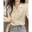 SUXI Áo sweater Dệt Kim Tay Dài Cổ polo Phối Nút Thời Trang Mùa Thu Cho Nữ