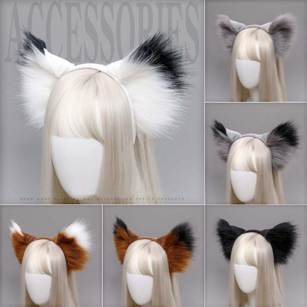 TRACEILLOIAN Sang Trọng Tai Mèo, Băng Đô Tai Động Vật Dễ Thương Mũ, Tai Sói Nhân Tạo Gothic Giả Cosplay Phụ Kiện Tóc Halloween