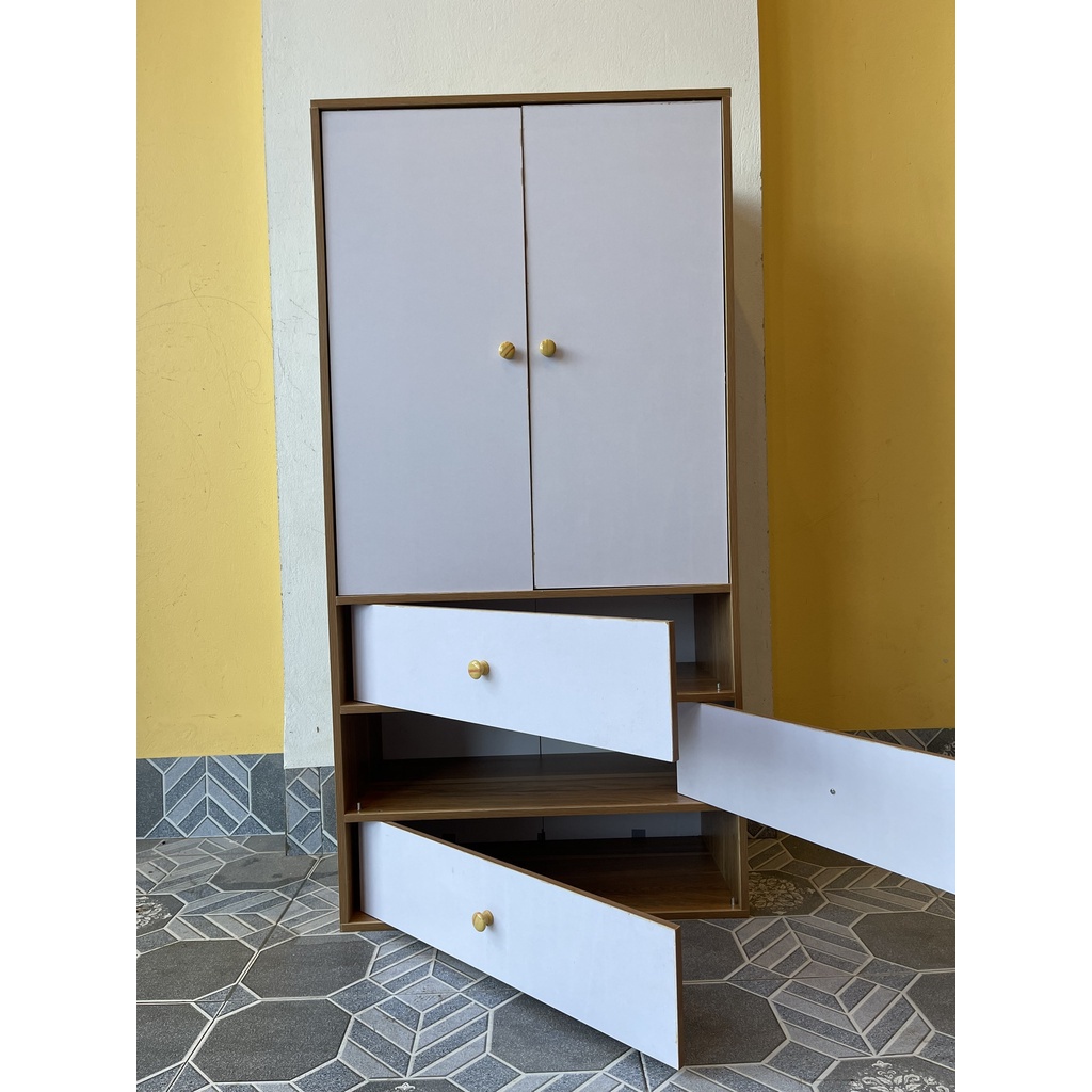 Tủ treo quần áo trẻ em đa tầng, Chất Liệu Gỗ MDF Phủ Melamin kích thước 120x60x30cm