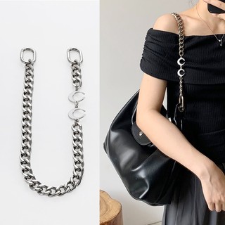 Dây xích nối dài cho Longchamp hobo, dây đeo vai/nách, phụ kiện túi xách nữ, màu đen súng