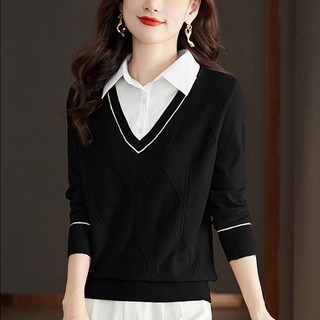 Áo sweater Tay Dài Giả Hai Lớp Phong Cách Thời Trang Thu Đông Mới 2023