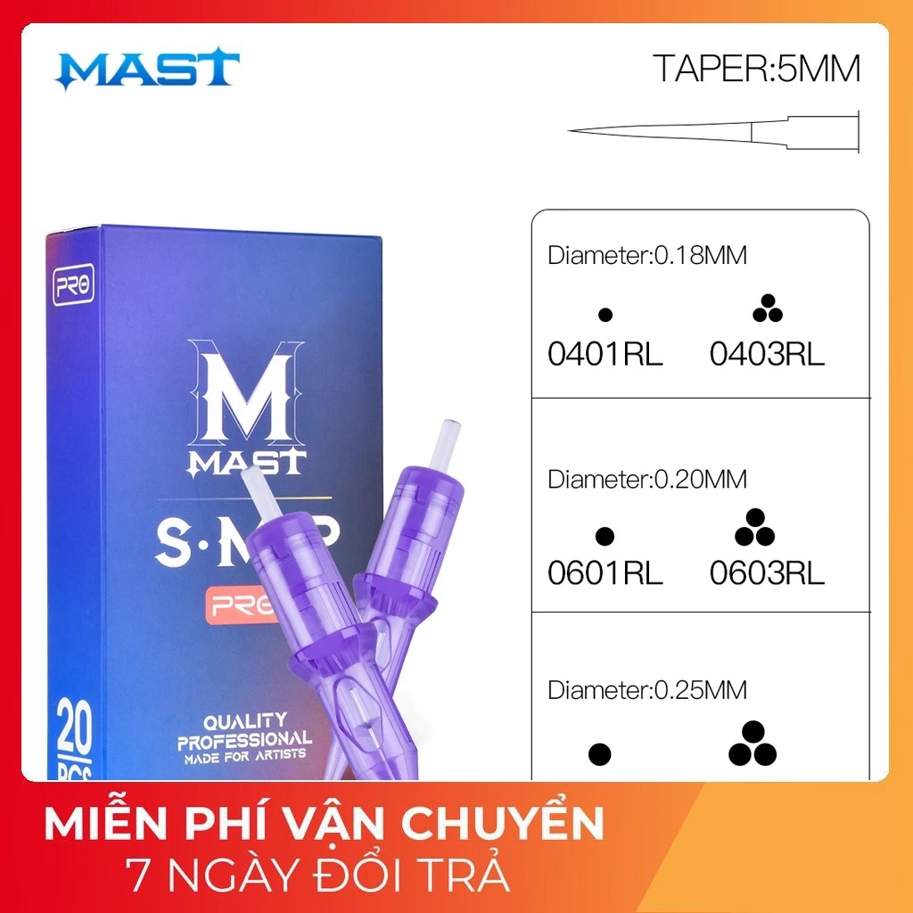 Hộp 10 20 Kim lắp Máy Pen MAST PRO Tím Chính Hãng Phun Xăm PXTM