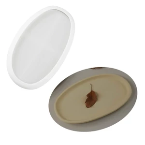 BTF Hình Bầu Dục Nhựa Khay Khuôn Silicon Chắc Chắn Món Ăn Khuôn Có Cạnh Cán Khay Khuôn Cho Nhựa Dính Đúc DIY Trang Sức Hồ