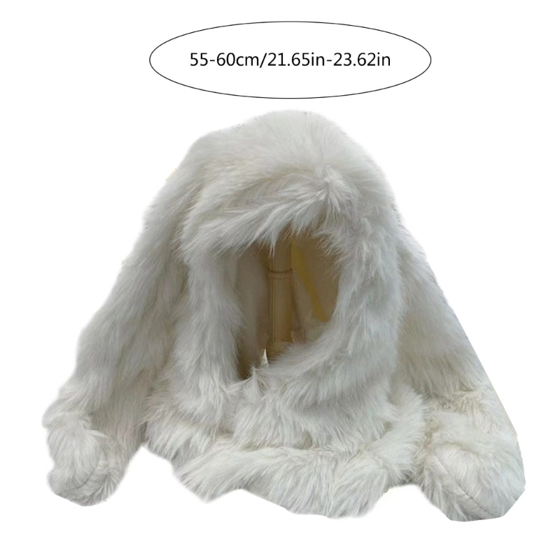 Dasbsug Lông Thú Sang Trọng Mũ Trùm Đầu Người Lớn Unisex Balaclava Mũ Đáng Yêu Mới Lạ Tai Thỏ Beanie Y2K Thanh Thiếu Niên Cô Gái Mùa Đông Ấm Áp Sk