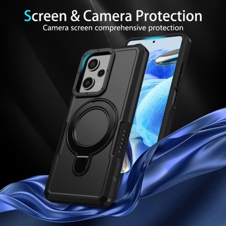 Dành cho Redmi Note 12 Pro / Note 14 Pro 4G / 5G Ốp điện thoại có giá đỡ vòng PC cứng Mặt sau TPU mềm Edge Bảo vệ chống rơi cấp độ quân sự Vỏ mỏng chống sốc