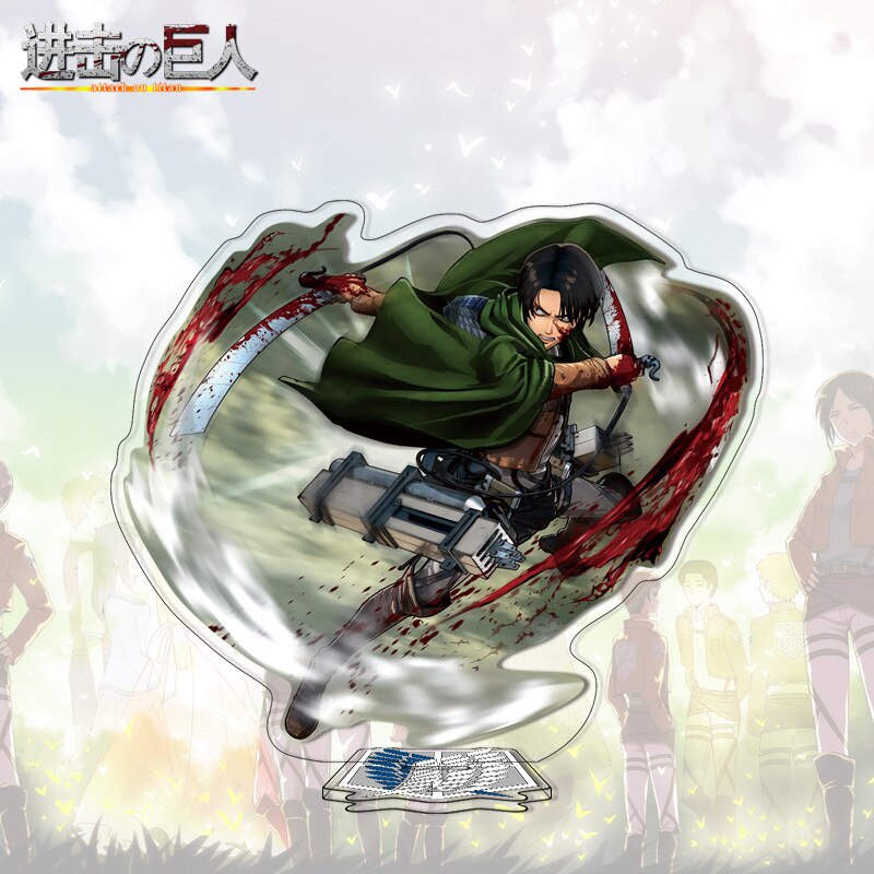 Mô hình Standee Hot Anime Attack on Titan Acrylic Levi Mikasa Hanji để bàn tượng nhựa acrylic trong suốt decor để bàn 1