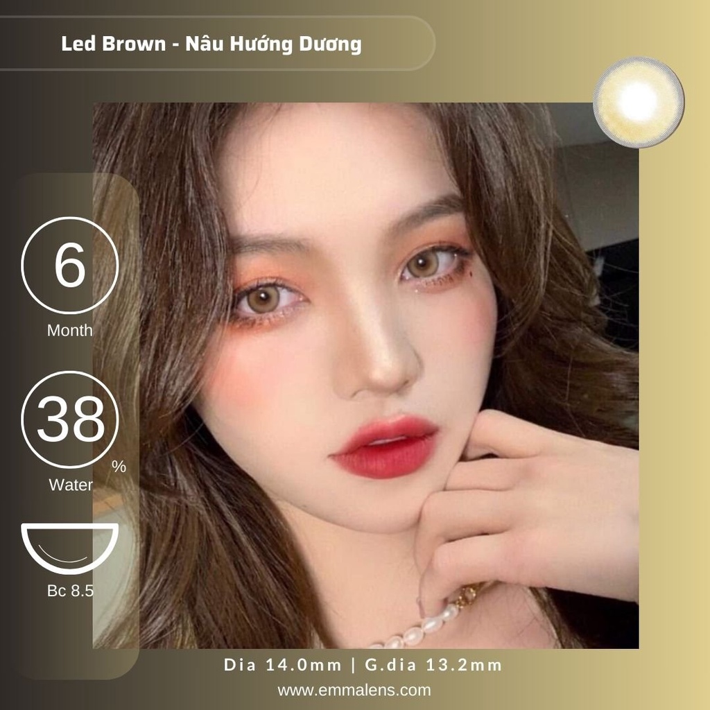 Kính áp tròng Led Brown | Lens Nâu Hướng Dương | Emma Lens