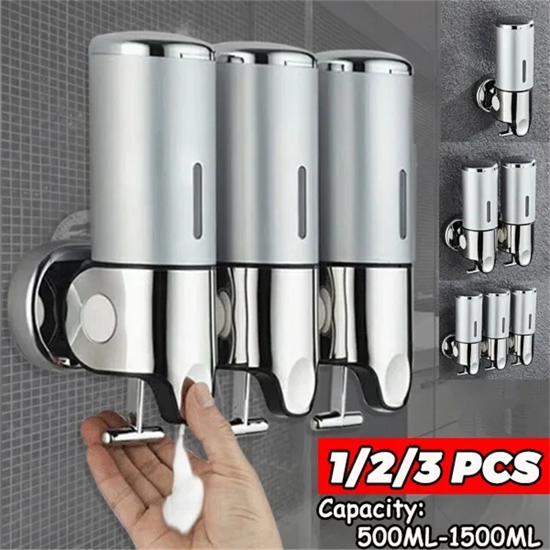 Hộp đựng xà phòng lỏng/nước rửa tay treo tường cho phòng tắm, dùng cho dầu gội/gel tắm