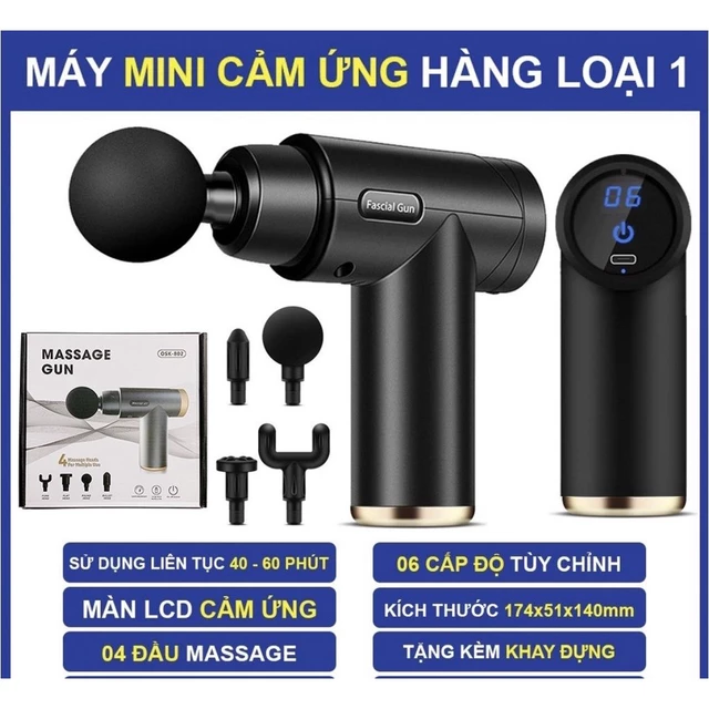 Máy massage cầm tay đa năng, Máy Đấm Lưng - Súng Mát xa Súng Mát Xa - Súng Massage Cầm Tay Fascial Gun 4 ĐẦU massage