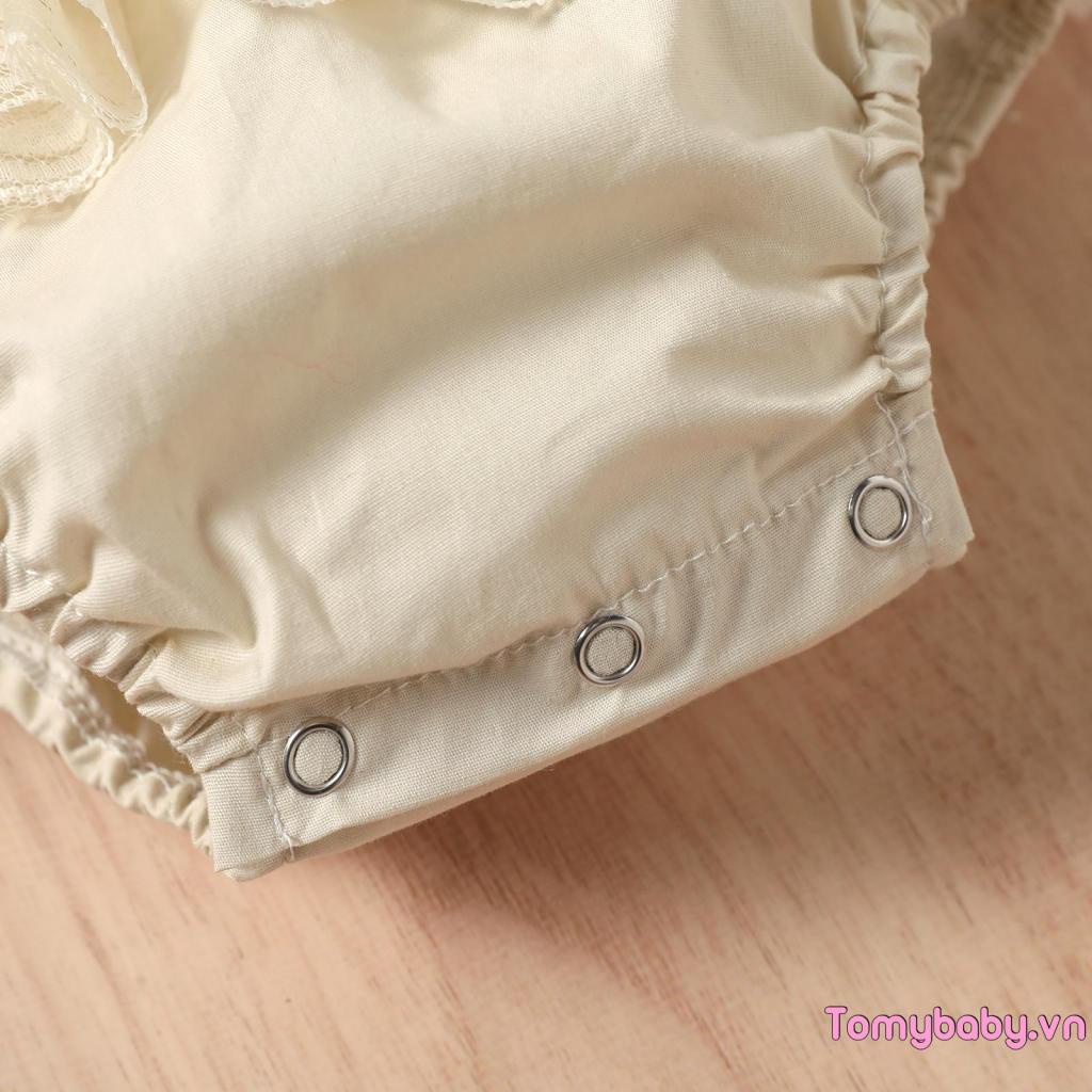 Thanh Lịch Bé Gái Áo Liền Quần Không Tay Cổ Vuông Ren Viền Màu Trơn Hoa Khâu Playsuit + Váy Ren