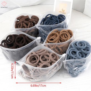 Set 50 Dây Buộc Tóc Co Giãn 4cm Màu Trơn Đơn Giản Cho Nữ
