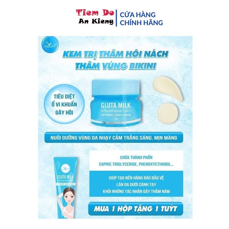 Kem trị thâm nách, Kem thâm nách Gluta Milk Thái Lan kem nách 15G chính hãng trị thâm nách giảm thâm