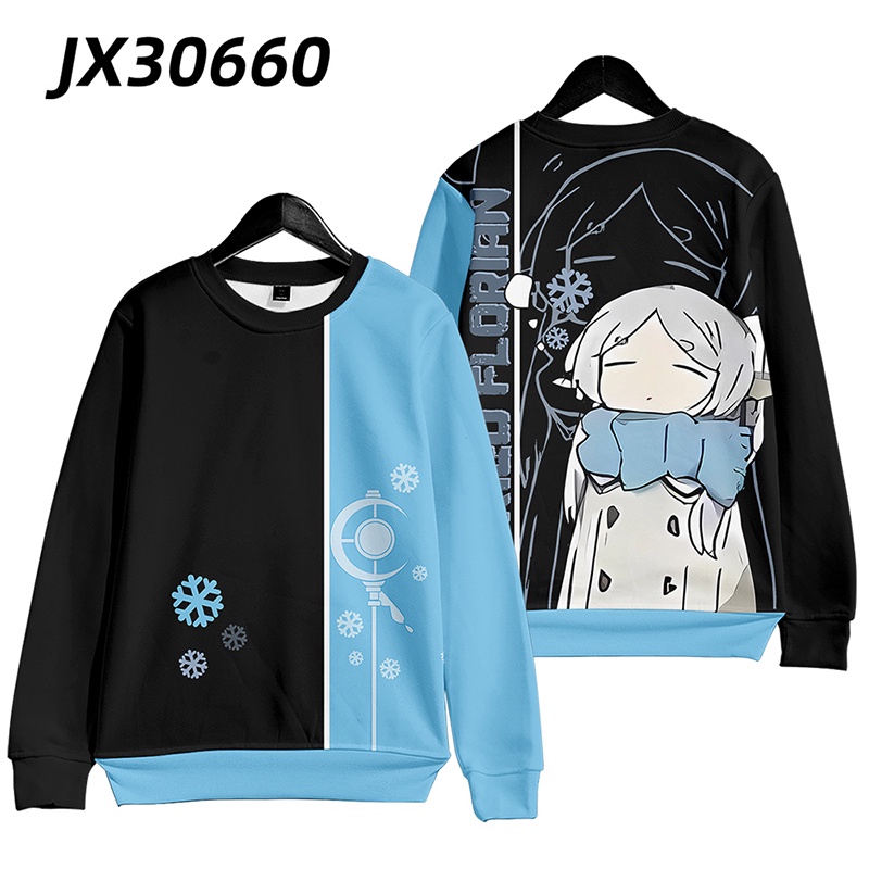 Frieren Beyond Journey 's End Áo Khoác Anime Áo Cosplay Unisex Dài Tay Top Cổ Tròn 3D Chui Đầu Plus Kích Thước