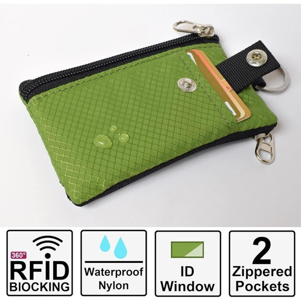 Ví nhỏ GUSTAVA, Ví móc khóa mỏng cửa sổ ID, Ví đựng tiền xu chặn RFID chống nước có khóa kéo