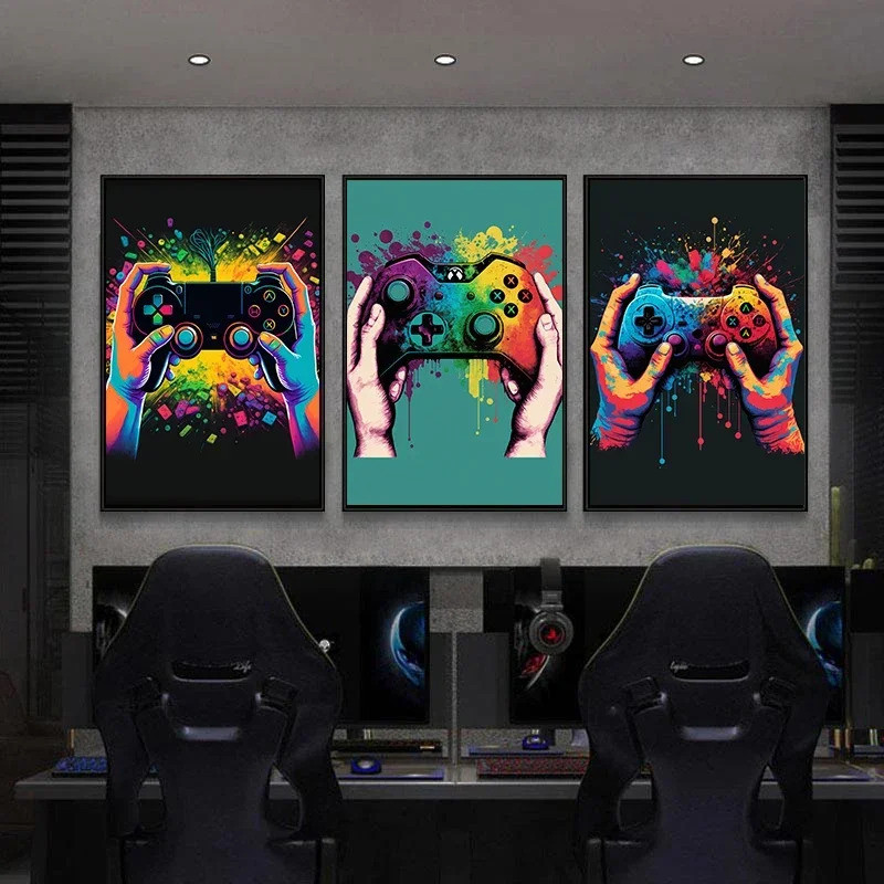 Bộ Điều Khiển Trò Chơi Nhiều Màu Sắc Nghệ Thuật Treo Tường Poster In Hình Bắc Âu Thẩm Mỹ Tranh Canvas Chơi Game Bé Trai Phòng Trang Trí Nhà Cửa