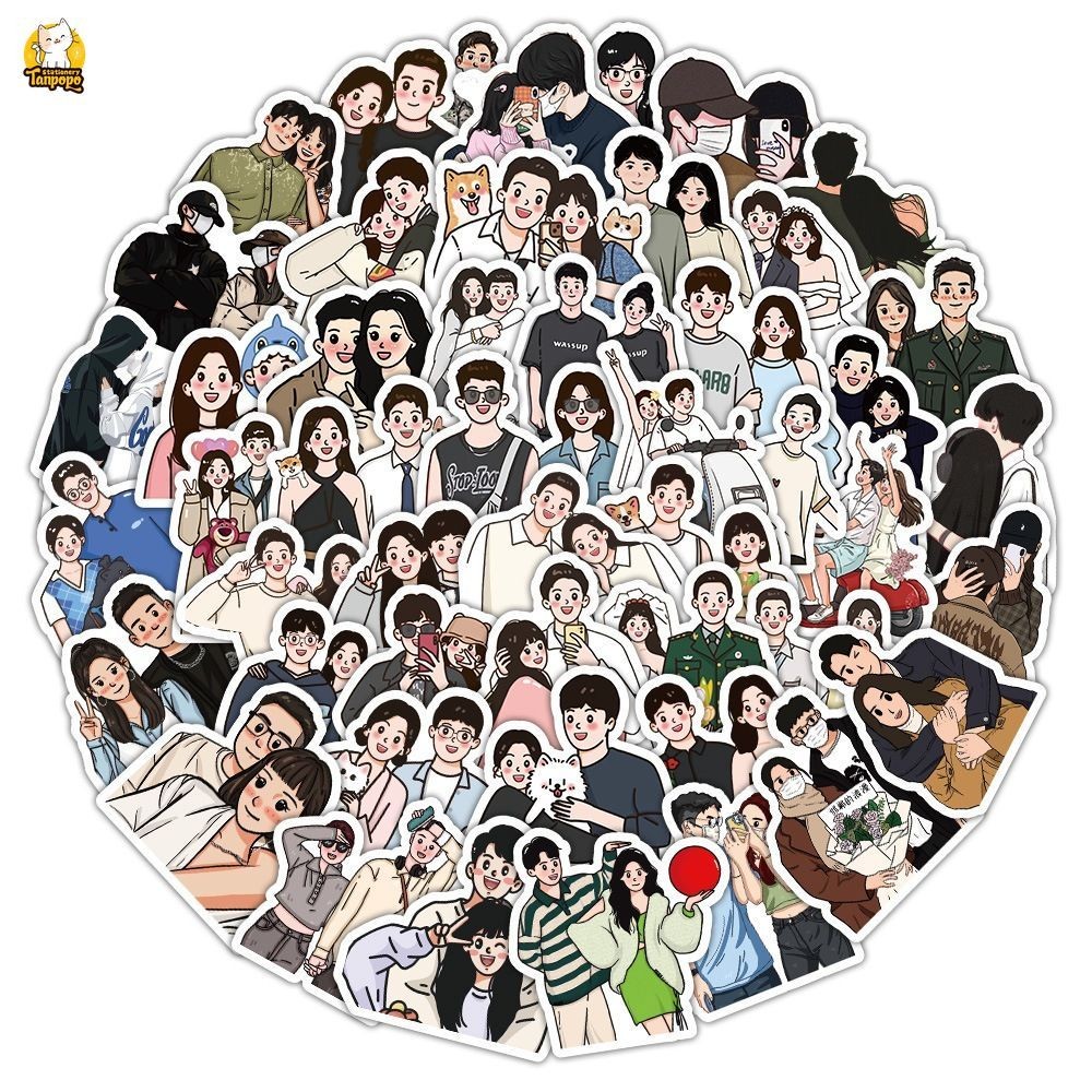 Set 50 cái sticker chống nước COUPLE CẶP ĐÔI HÀN QUỐC CUTE DỄ THƯƠNG ...