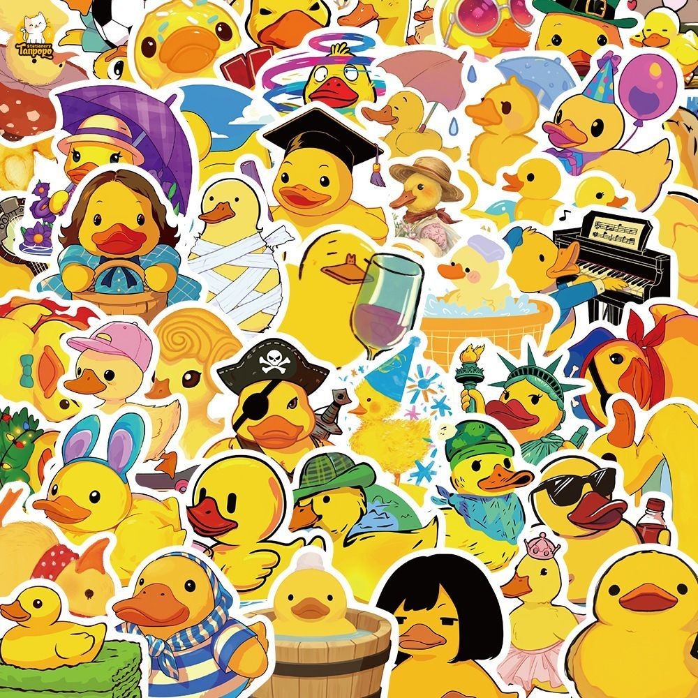 Set 50 cái sticker chống nước VỊT VÀNG DỄ THƯƠNG CUTE ĐÁNG YÊU dán mũ ...