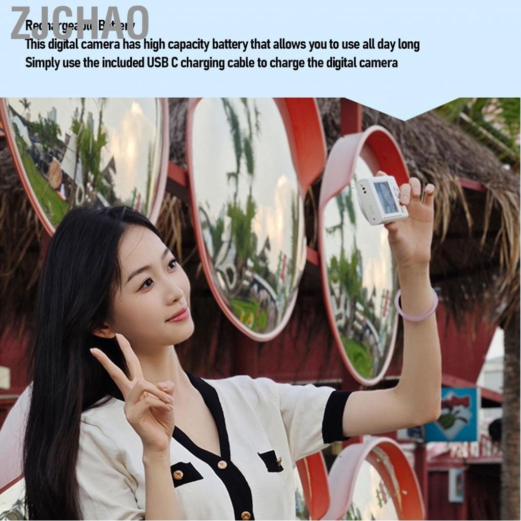 Zjchao Máy ảnh kỹ thuật số Fockety 50MP 2.4in 4K HD Màn hình 1080p 180 ° Flip Video 16x Zoom Anti Shake USB Kids Camcorder Di động Mini cho sinh viên Quà tặng thanh thiếu niên