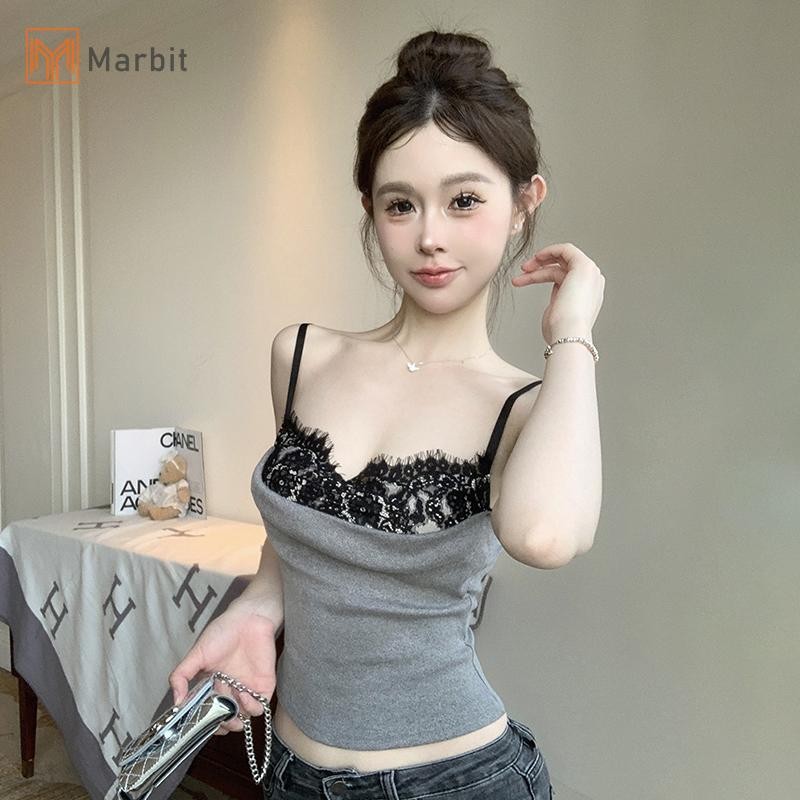 Marbit Nữ Ren Chắp Vá Camisole Spaghetti Dây Đeo Không Tay Gợi Cảm Mùa Hè Áo Mới