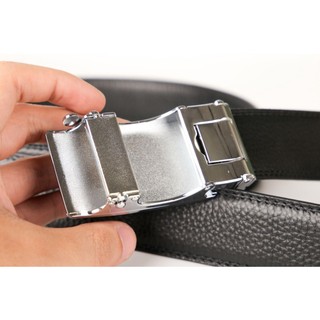 Thắt lưng da bò nam cao cấp vân hạt - Dây nịt nam mặt khoá tự động Fttleather - Mã DF230402