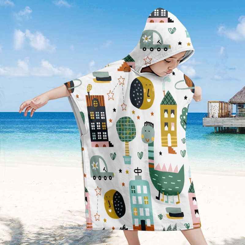 Khăn tắm bơi ELEGA Poncho có mũ trùm đầu cho trẻ em đi biển