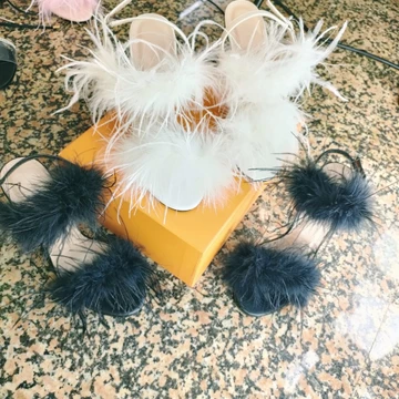 Guốc Nữ Xinh XaLi, Giày Cao Gót Nữ Lông Nữ Mũi Tròn Quyến Rữ Thời Trang Công Chúa Hở Gót - CGLV2Q