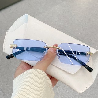 Kính Mát Hình Chữ Nhật Không Gọng Chống Tia uv400 Thời Trang Cho Nam Và Nữ