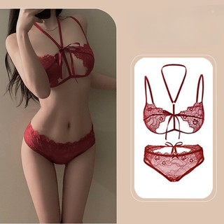 Áo Ngực Ren Hoa Xuyên Thấu Quyến Rũ Cho Nữ Rỗng tinh khiết dục vọng ren sexy dây đeo cổ push-up ba điểm quần lót nữ mùa thu áo  ngực