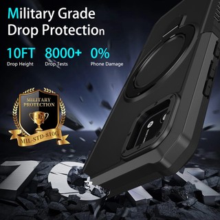 Dành Cho Realme C20 C11 2021 C12 C15 C21 C25 C21Y C25Y Ốp điện thoại Có Giá Đỡ Vòng PC Cứng Mặt Sau Mềm TPU Edge Quân Sự Chống Rơi Vỏ Mỏng Chống Sốc