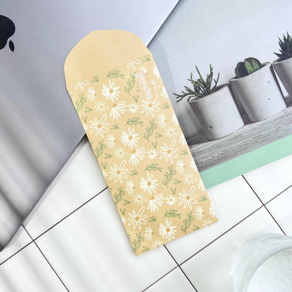 SET GX008 - Bao lì xì cao cấp của Gác Xép họa tiết hoa văn chất liệu Kraft nhật nhập khẩu Tết 2024