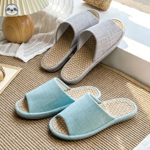 Dép Đi Trong Nhà / Đi Trong Nhà / Đi Biển Bằng Vải Lanh Phong Cách muji Nhật Bản Chống Nước Im Lặng Cho Cặp Đôi