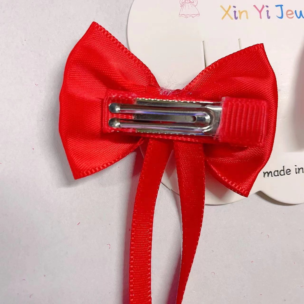 Kẹp Tóc Nơ Tua Rua Màu Đỏ Phong Cách Trung Hoa Mừng Năm Mới Cho Bé Gái