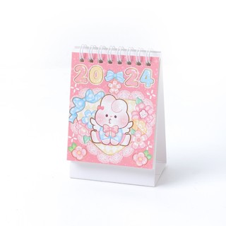MEOWU Lịch Để Bàn Mini Decor Bàn Học 2024 Dễ Thương Gấu Dâu Tiện Lợi Nhỏ Gọn