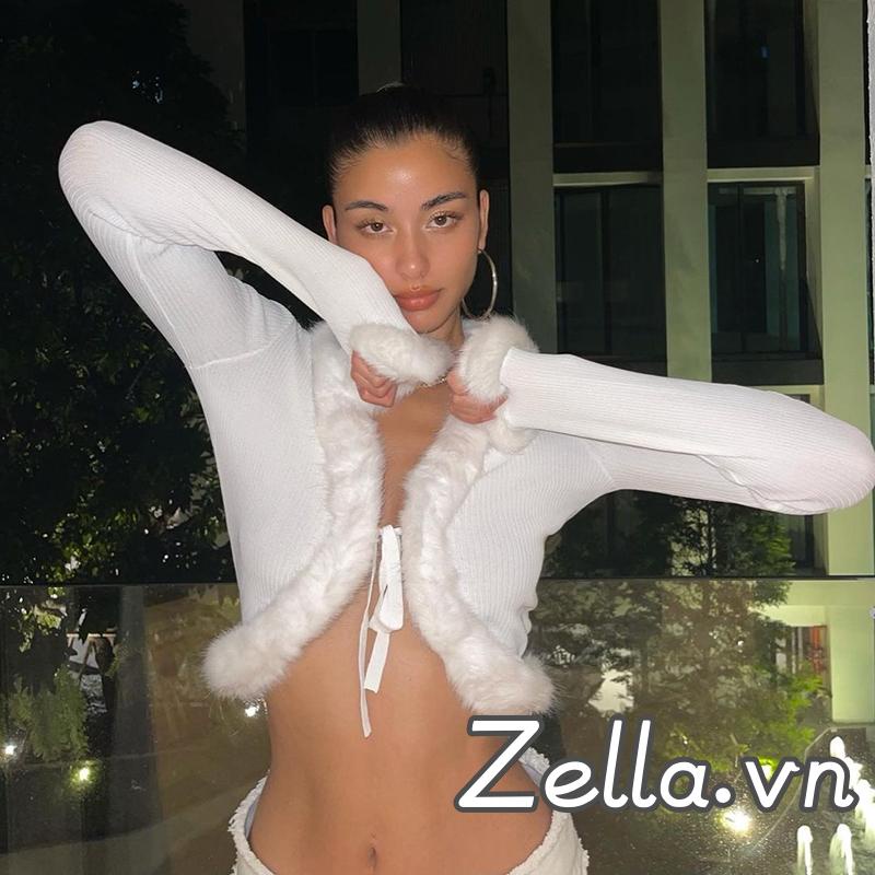 Áo Croptop Tay Dài Cổ Chữ v Màu Sắc Đơn Giản Thời Trang Thu Đông Cho Nữ