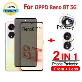 2 in 1 Kính cường lực OPPO Reno 8T 5G cường lực bảo vệ chống gián điệp bảo vệ màn hình phủ đầy đủ cho OPPO A78 A17 A16 A17K A77 A57 2022 5G OPPO Reno 11F 10 8 7 6 8Z 7Z Pro 5G Glass Film Camera Protecto