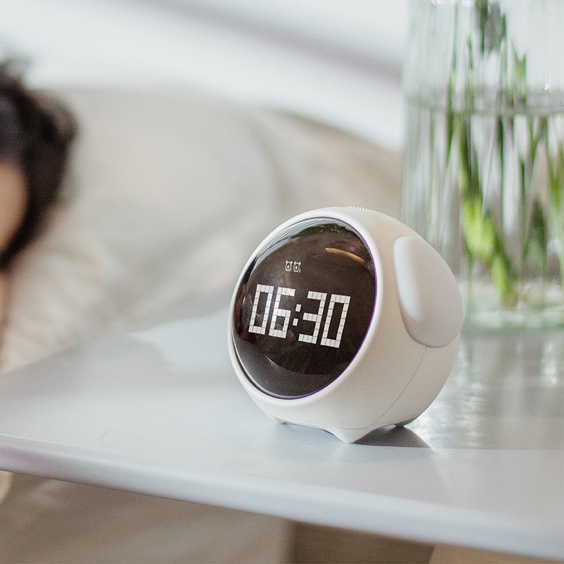 Mijia Biểu Hiện Dễ Thương Pixel Đồng Hồ Báo Thức Đa Chức Năng Đèn Led Kỹ Thuật Số Điều Khiển Bằng Giọng Nói Nhiệt Kế Đầu Giường Đồng Hồ Nhà