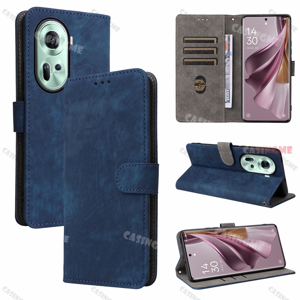 Ốp điện thoại Oppo Reno 12 5G 2023 Flip Matte cho Oppo Reno11 Reno 11 11Pro Reno11Pro 10 Pro 5G Ốp điện thoại Khe cắm thẻ và ví da PU Vỏ bảo vệ chống sốc