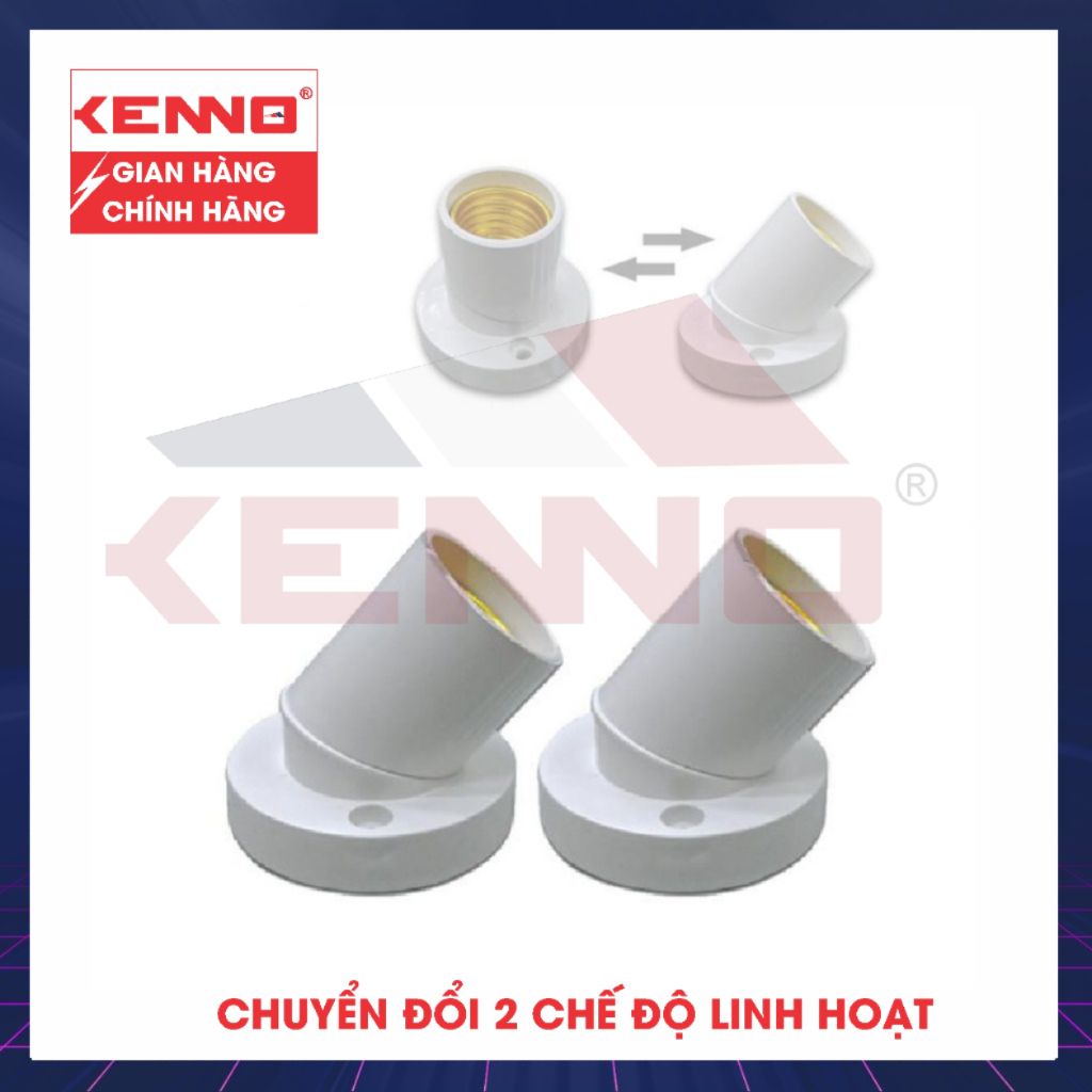 Đui Đèn Thông Minh 2 Chế Độ (Vát + Thẳng) Qled/Kenno gắn tường chuẩn E27