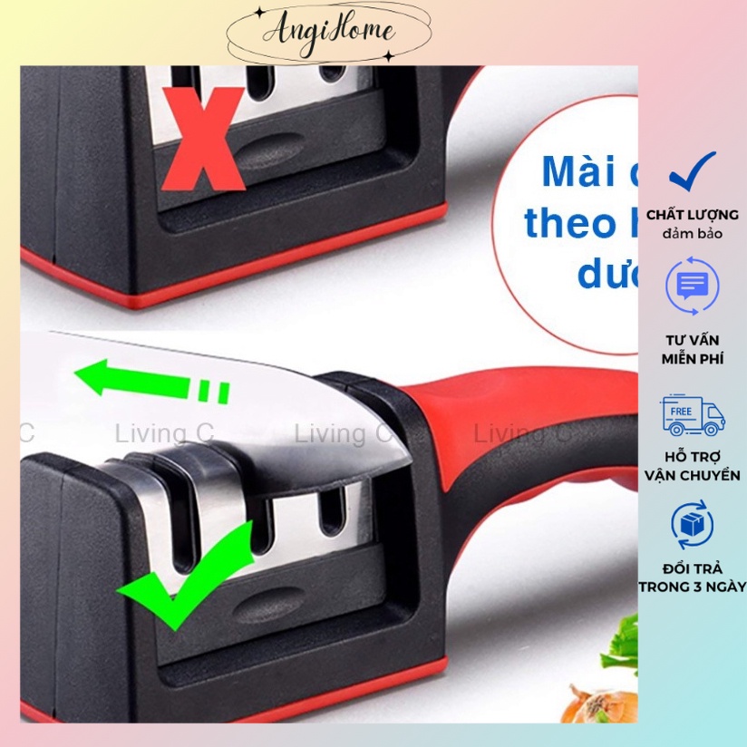 Dụng cụ mài dao kéo 3 cấp độ cầm tay Living C - Mài dao 3 cấp độ nhanh bén siêu tiện lợi - Đá Mài Dao 3 Cấp Độ ANGIHOME