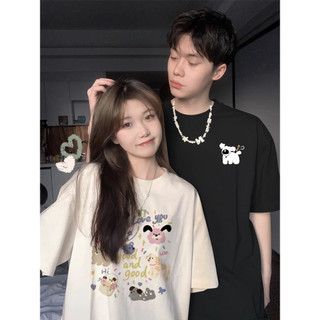 HIIXIIVI Thương Hiệu Mới Áo Thun Unisex Cotton Tay Ngắn Cổ Tròn In Độc Đáo Baggy Cặp Đôi