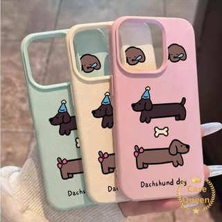 Ốp lưng chó Dachshund hoạt hình sáng tạo màu hồng dễ thương Tương thích cho IPhone 13 15 11 16 12 14 Pro Max 16 15 14 Plus XR X XS Max Vỏ mềm họa tiết da sang trọng