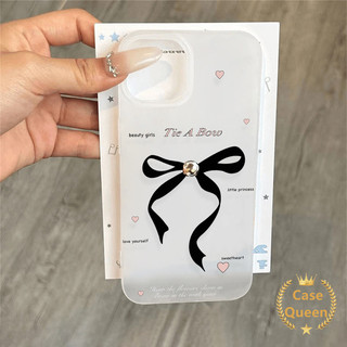 Ốp Lưng Trái Tim Tình Yêu Nơ Đen Dễ Thương Thời Trang Tương Thích Cho IPhone XR 13 15 11 12 16 14 Pro Max 8 16 6 7 6s 15 Plus X XS Max SE Sang Trọng Lỗ Lớn Mờ Trong Suốt