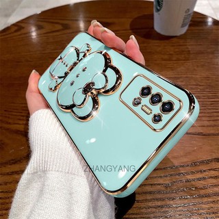 ốp lưng tecno pova 2 Ốp Điện Thoại TPU Silicon Mềm Mạ Điện Gắn Gương Trang Điểm Hình Thỏ 3D Cho tecno pova 2