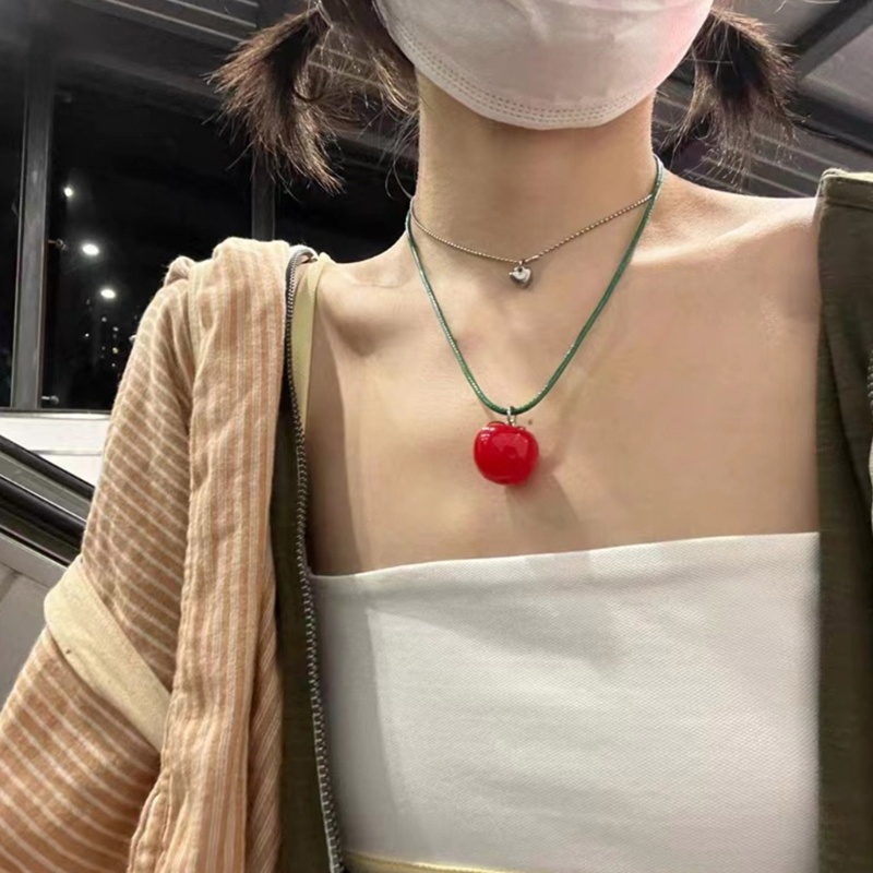 Hsv Cà Chua Mặt Dây Chuyền Vòng Cổ Cà Chua Nhỏ Choker Mặt Dây Chuyền Vòng Cổ Chất Liệu Nhựa Mặt Dây Chuyền Choker Y2K Trang Sức Cho Bé Gái